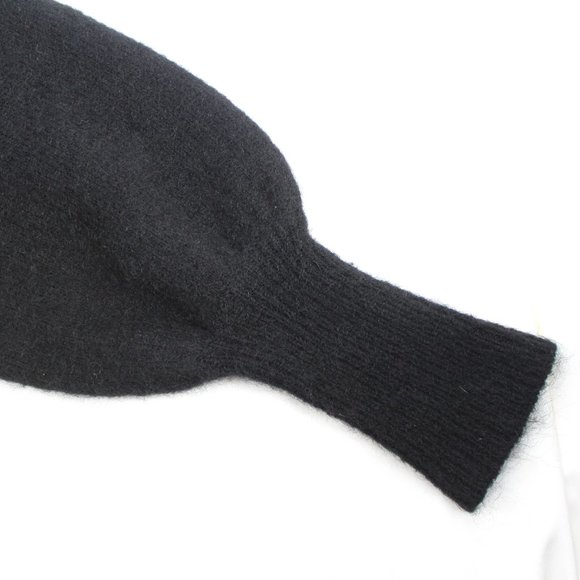 Black Mohair Sweater Puffy Sleeves Boxy Oversized Fluffy Knit Tall Ribbed Cuffs - Picture 5 of 14